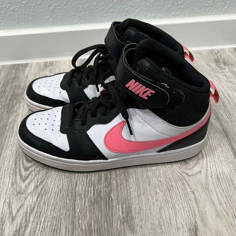 Size 6.5 (GS) - Nike Court Borough 2 Mid White Sunset Pulse - Picture 6 of 9